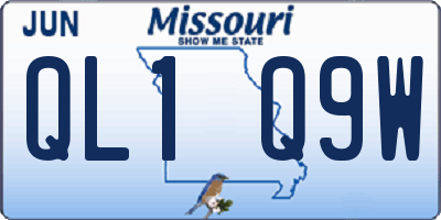 MO license plate QL1Q9W