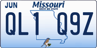 MO license plate QL1Q9Z