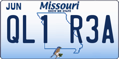 MO license plate QL1R3A