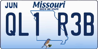 MO license plate QL1R3B