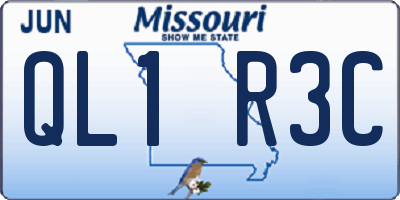 MO license plate QL1R3C