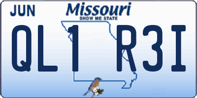 MO license plate QL1R3I