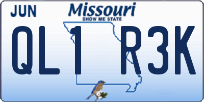 MO license plate QL1R3K