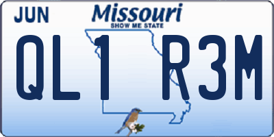 MO license plate QL1R3M
