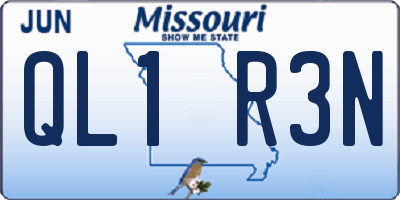 MO license plate QL1R3N