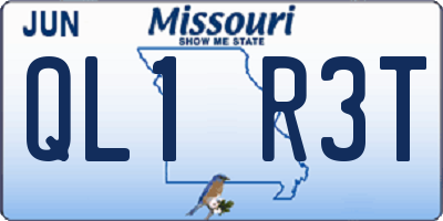 MO license plate QL1R3T