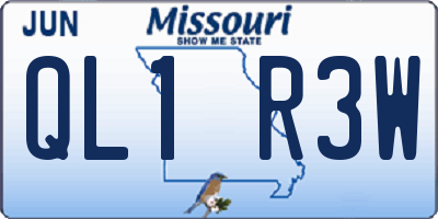 MO license plate QL1R3W