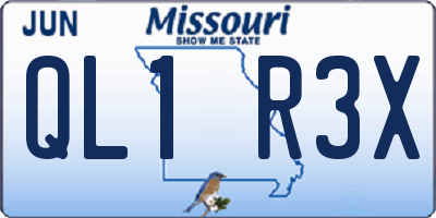 MO license plate QL1R3X