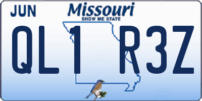 MO license plate QL1R3Z