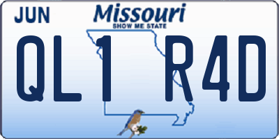 MO license plate QL1R4D