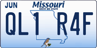 MO license plate QL1R4F