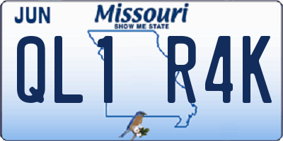 MO license plate QL1R4K