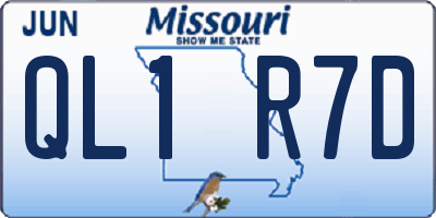MO license plate QL1R7D