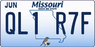 MO license plate QL1R7F