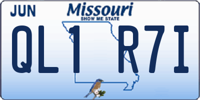 MO license plate QL1R7I