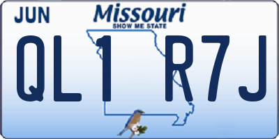 MO license plate QL1R7J