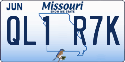 MO license plate QL1R7K