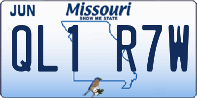 MO license plate QL1R7W