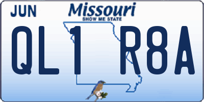 MO license plate QL1R8A