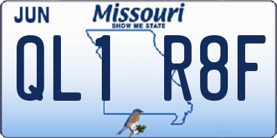 MO license plate QL1R8F