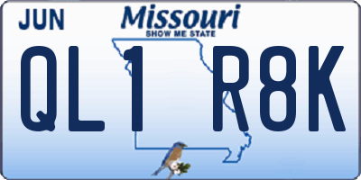 MO license plate QL1R8K