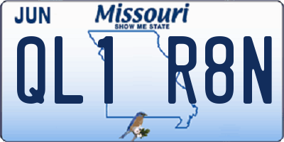 MO license plate QL1R8N