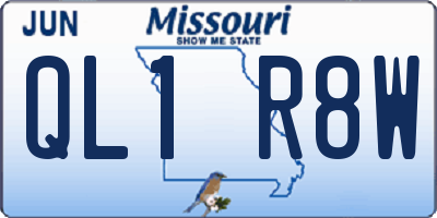 MO license plate QL1R8W