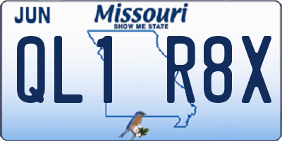 MO license plate QL1R8X