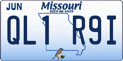 MO license plate QL1R9I