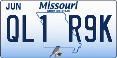 MO license plate QL1R9K