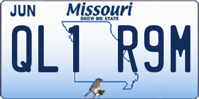 MO license plate QL1R9M