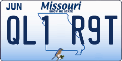 MO license plate QL1R9T