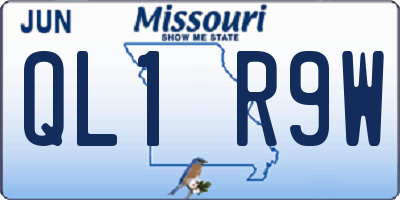 MO license plate QL1R9W