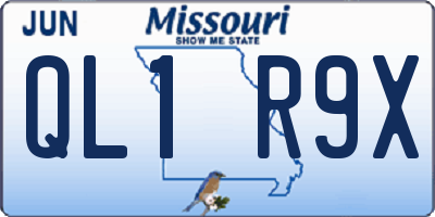 MO license plate QL1R9X
