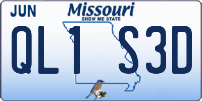 MO license plate QL1S3D