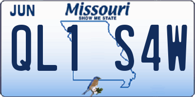MO license plate QL1S4W