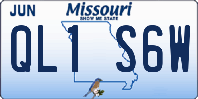 MO license plate QL1S6W