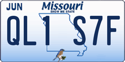 MO license plate QL1S7F
