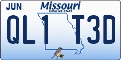 MO license plate QL1T3D