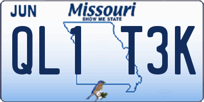 MO license plate QL1T3K