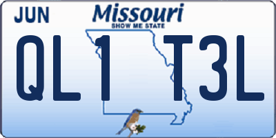 MO license plate QL1T3L