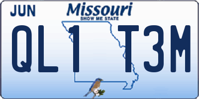 MO license plate QL1T3M