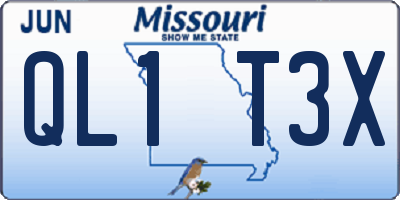 MO license plate QL1T3X