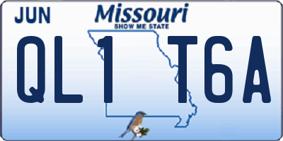 MO license plate QL1T6A