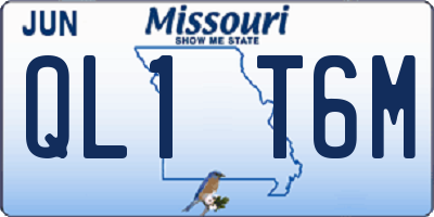 MO license plate QL1T6M