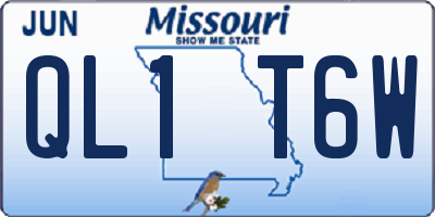 MO license plate QL1T6W