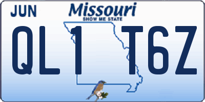 MO license plate QL1T6Z