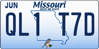 MO license plate QL1T7D