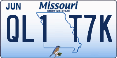 MO license plate QL1T7K
