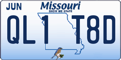MO license plate QL1T8D